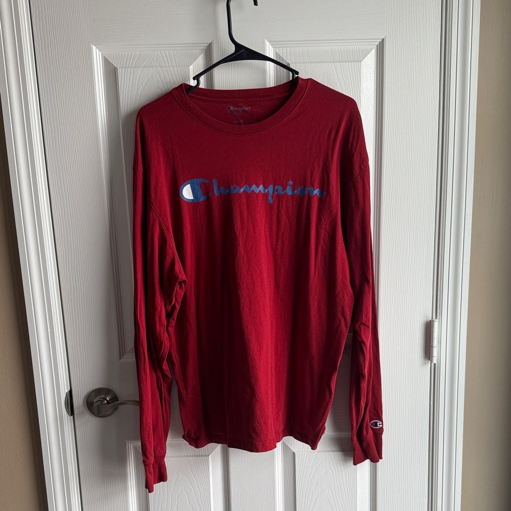 Champion Men's Long Sleeve Shirt in Red and Blue